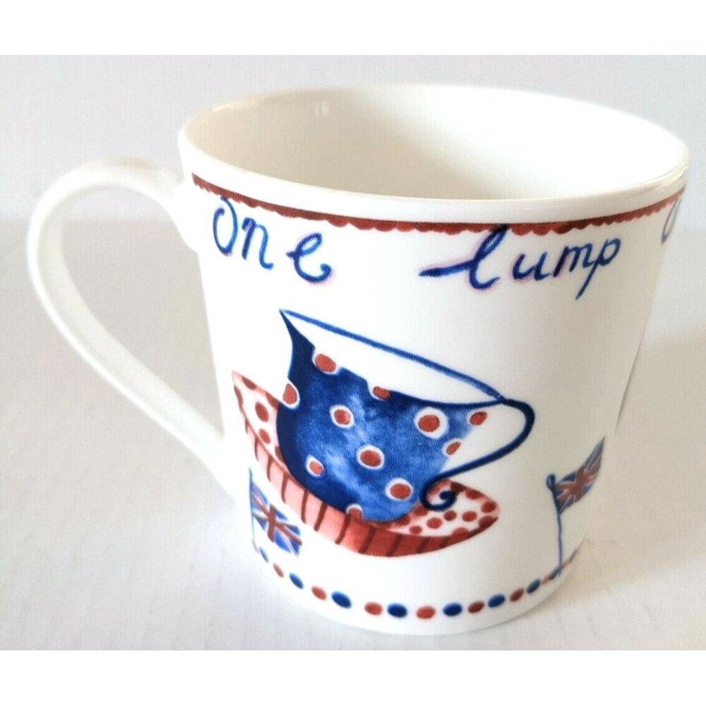 Rose Of England One Lump Or Two My Dear Coffee Mug White Fine Bone China 14 oz